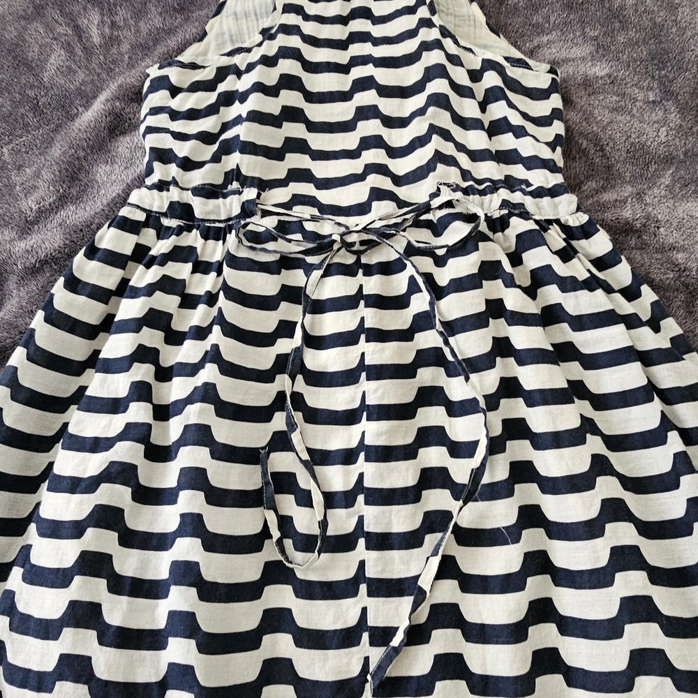 Pinky Striped Nautical Dress Cotton Racer Back Navy Blue/ Light Beige Small - Picture 6 of 11